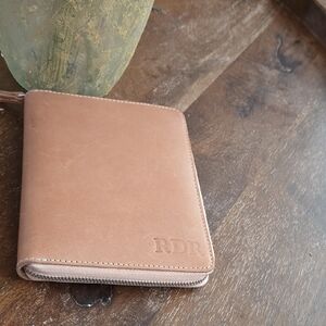 Embroidered Initial Zip Pen Holder in Light Tan - RDR